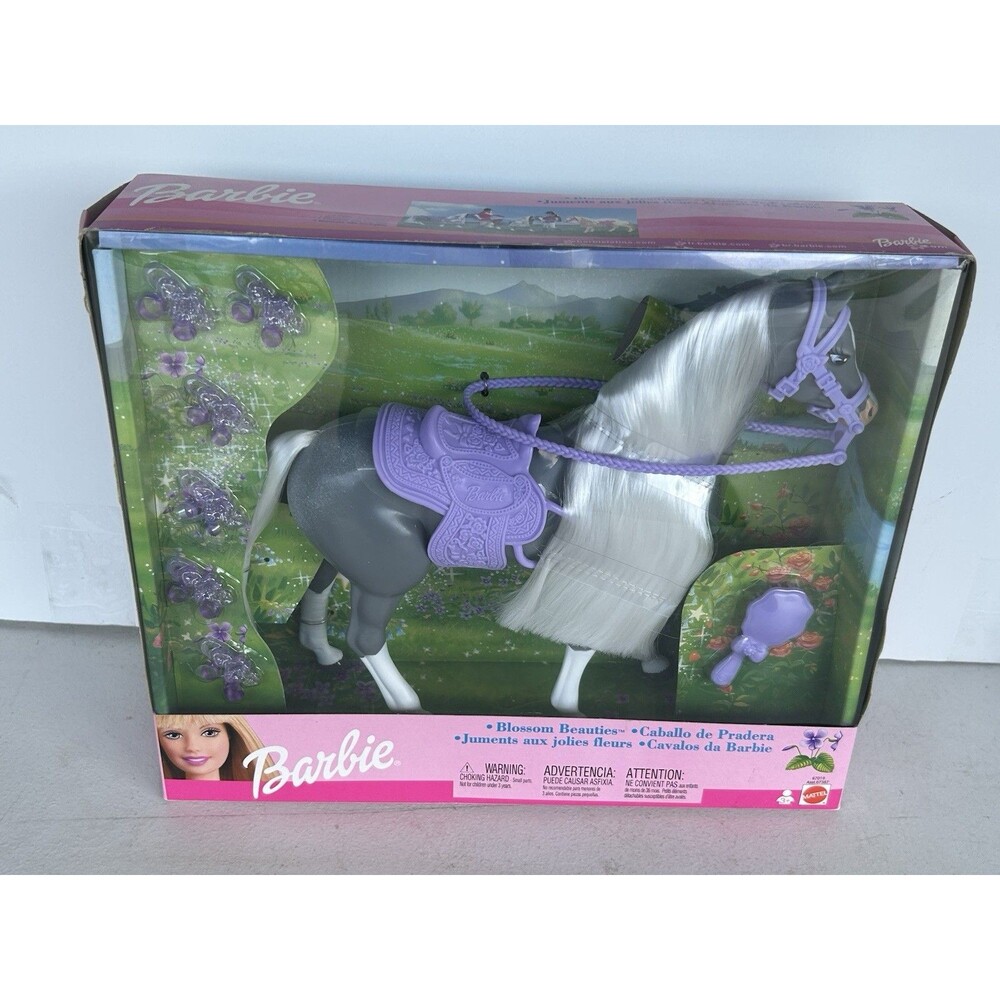 2002 Barbie Blossom Beauties Gray Horse 67019 NRFB Sealed Box Mattel